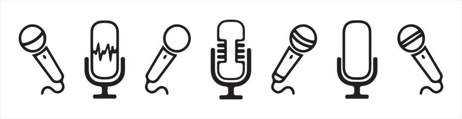 Voice, recording Studio Symbol collection. Microphone Icons set. Variant microphone icon. Karaoke mic. Vector illustration