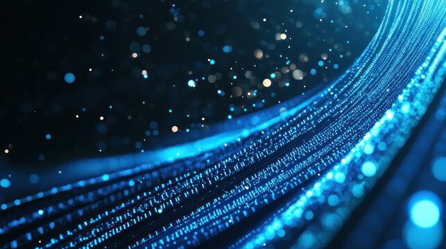 Glowing blue data stream abstract technology background