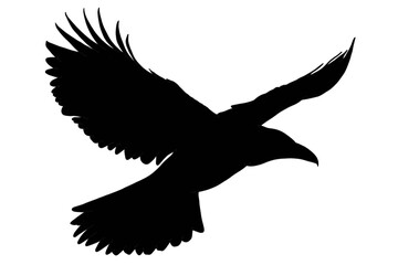 Powerful silhouette of a raven mid-flight — perfect for dark fantasy art, horror branding, or symbolic editorial designs