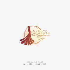 Elegant Maroon Evening Dress Silhouette in a Soft Circular Design Vector, Luxury and Sophistication