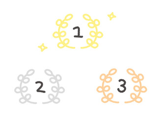 手描きのかわいい月桂樹のランキングセット・金銀銅