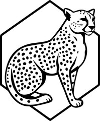 Fototapeta premium Elegant Cheetah Logo in Hexagon Frame