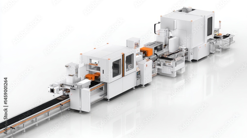 Poster advanced industrial machinery setup for automated production line in a clean environment