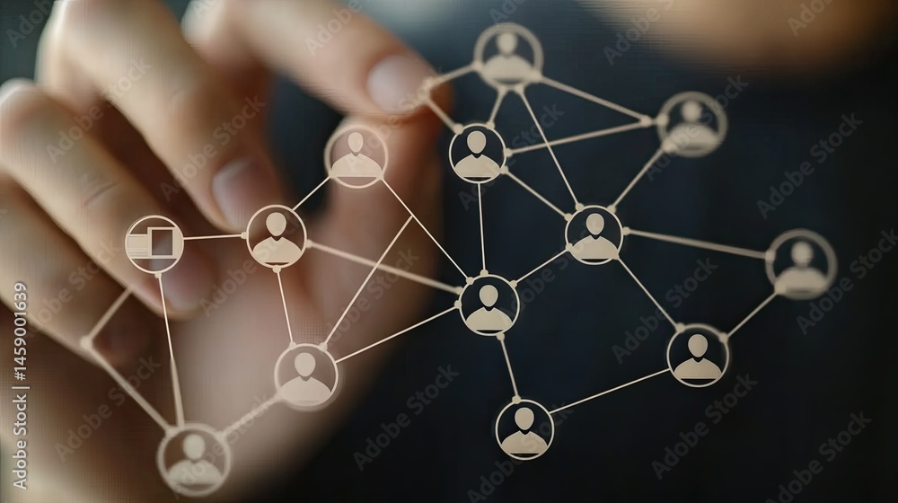 Poster conceptual network representation visualizing connections for collaboration and growth