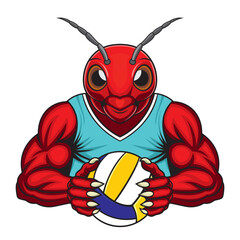 ant volleyball mascot vector illustration design