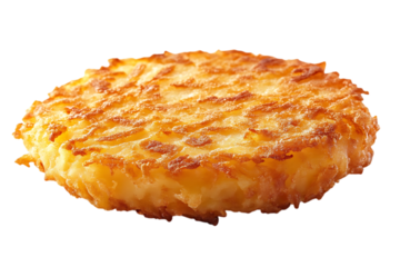 Crispy Golden Brown Potato Hash Brown Patty on transparent background