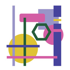 Abstract composition of colorful figures of various shapes. Bright background for business cards, websites, conceptual projects and more. Conceptual background in blue, yellow, green and pink shades.