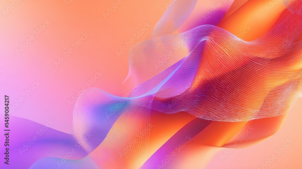 Aufkleber abstract colorful wave patterns flowing across a soft gradient background, creating dynamic visual e