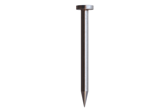 Close up image of a single metal nail isolated on a transparent background ideal for construction hardware or diy projects - Powered by Adobe