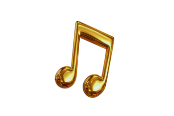 Shiny golden eighth note music symbol isolated transparent background perfect for music related designs