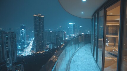 Obraz premium Night Cityscape from a Luxurious Balcony