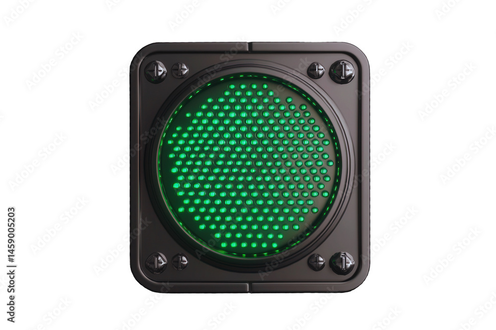 Poster futuristic green led light panel go signal display sci fi interface technology