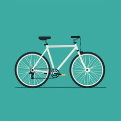 White Bicycle Illustration On Teal Background Vector Minimal Design Style