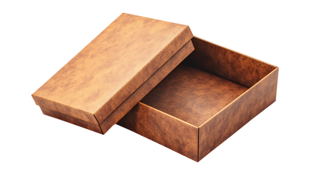 Open Cardboard Shipping Box  Upright Flaps, White Background, PNG