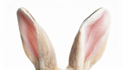 close-up of white rabbit ears on white background for easter web design, branding, print materials, minimalist graphics, or seasonal promotions

