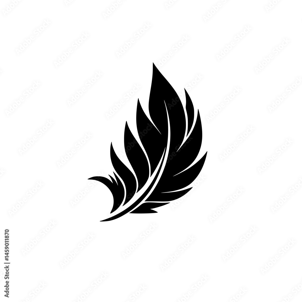 Aufkleber elegant flat black feather icon designed for graphic use and digital applications in various context
