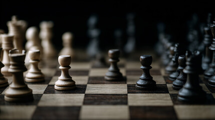 Strategic Chessboard Closeup With Neatly Arranged Pieces Classic Game Setup For Mind Sports And Intellectual Play Visual Concept