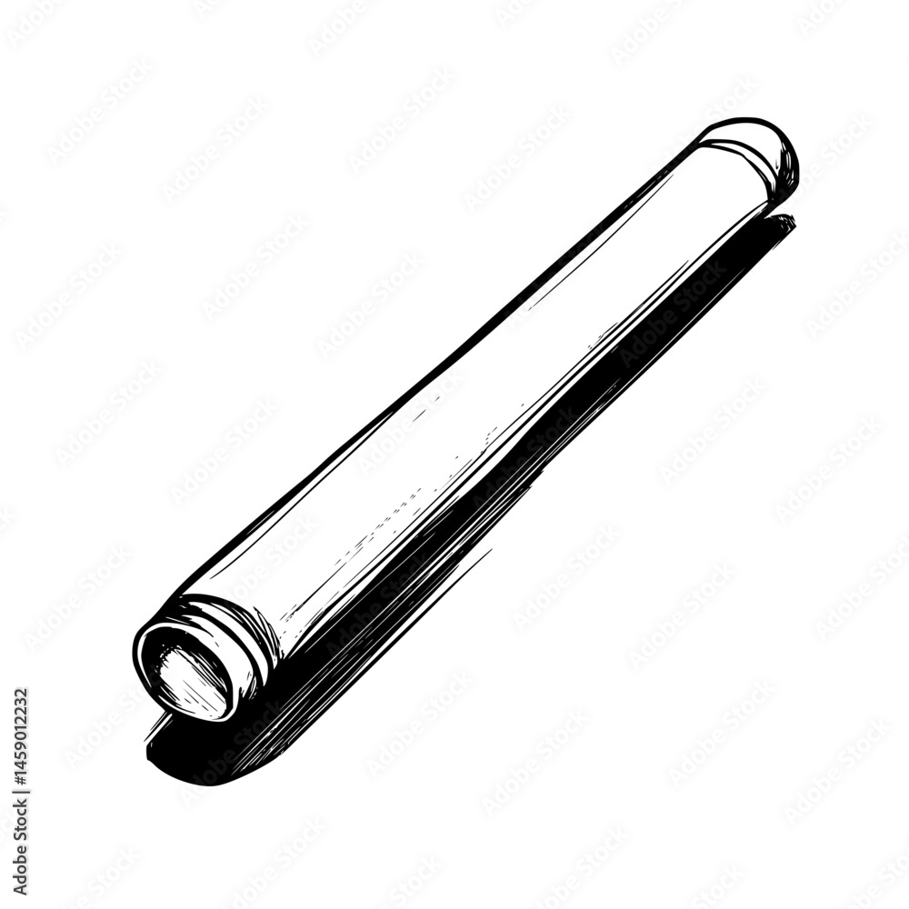 Poster flat black icon of a cylindrical object resembling a tube, showcasing a simple design for versatile 