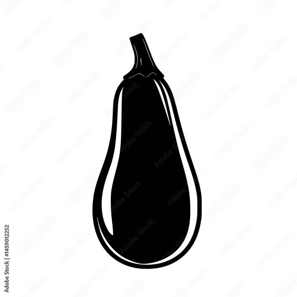 Poster flat black icon of an eggplant designed for minimalistic representation in graphical applications an