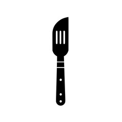 Stylized flat black spatula icon for culinary design or kitchen-related applications