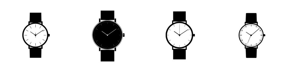Minimalist black watch icons with varying designs for modern style representation