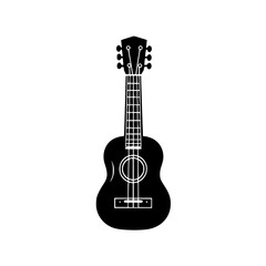 Obraz premium Flat black icon of a ukulele showcasing its distinctive shape and features for musical representation