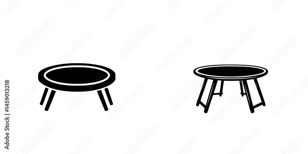 Aufkleber flat black table icon showcasing two different designs with a minimalist approach for modern applica