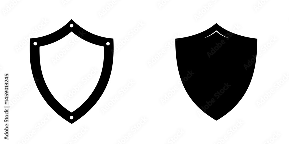 Aufkleber flat black shield icon representing security and protection in minimalist design for various applica