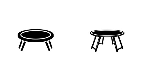 Flat black table icon showcasing two different designs with a minimalist approach for modern applications