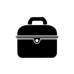 Professional flat black icon of a briefcase representing business and career development opportunities