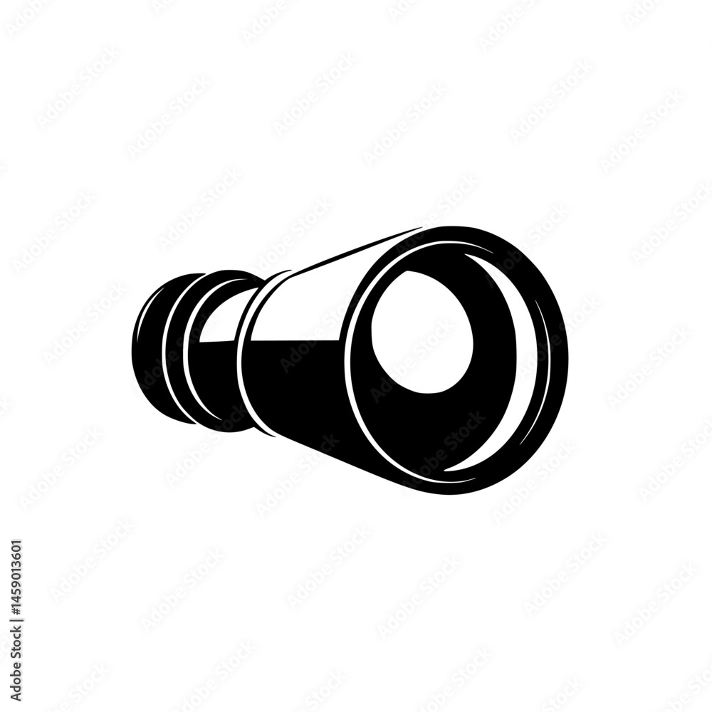 Poster flat black icon of a magnifying glass suitable for various design and graphical uses in both digital