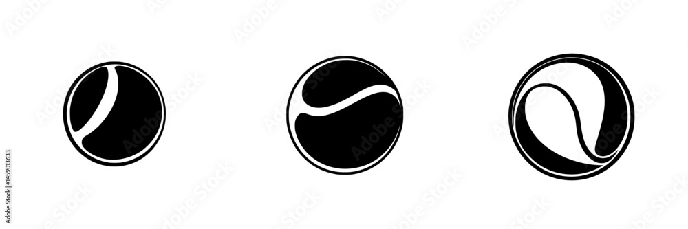 Poster unique flat black icons representing abstract forms of movement and fluidity in a minimalist design