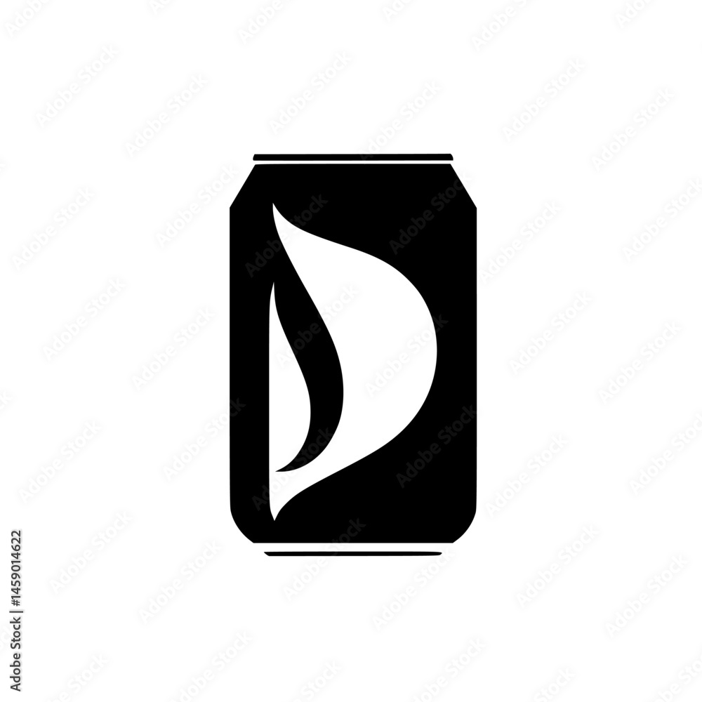 Aufkleber flat black icon representing a soft drink can featuring a stylized design for branding and graphic u