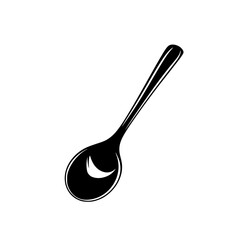 Spoon icon designed in flat black style ideal for kitchen and culinary projects