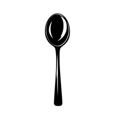 Flat black icon of a spoon depicting a simple and sleek design for culinary or utensil-related themes