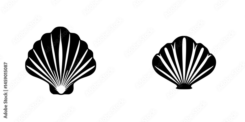 Poster stylized flat black shell icons suitable for graphic design projects and digital applications
