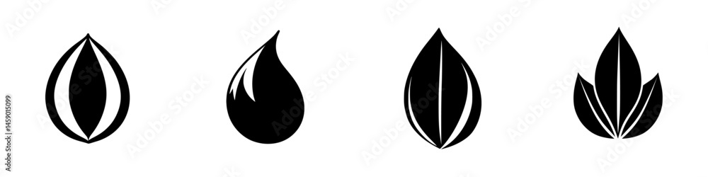 Aufkleber various flat black icons representing different natural shapes and elements for design applications