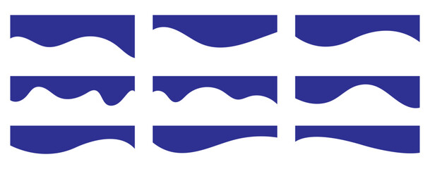 Border shape for website design. Abstract curve top headline. Vector banner header and separator. blue Dividers Shapes for Website. Curve Lines, Drops Set of abstract design separator header.