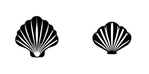 Stylized flat black shell icons suitable for graphic design projects and digital applications