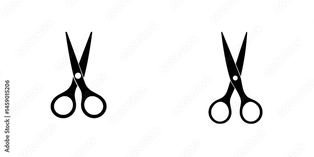 Poster flat black icon of scissors designed for graphic use in various digital applications and projects sh