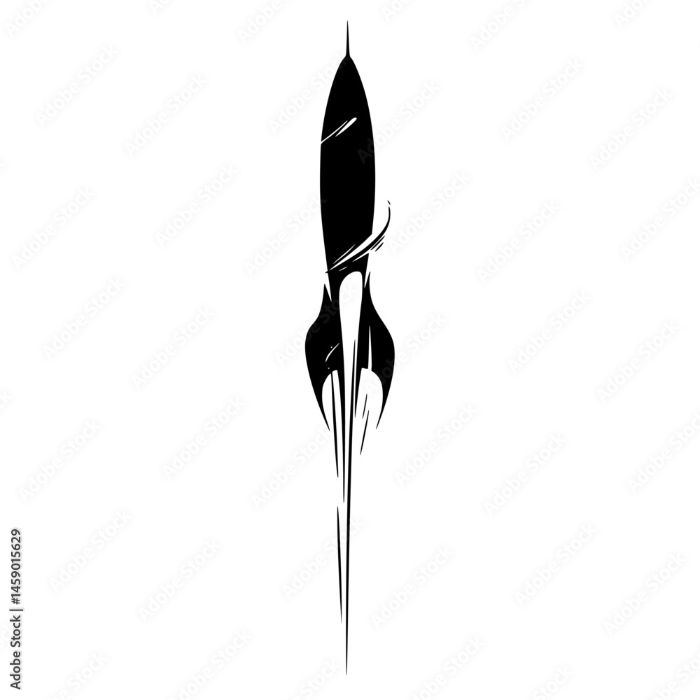 Poster rocket icon design representing space exploration and technology innovation with a minimalist approa