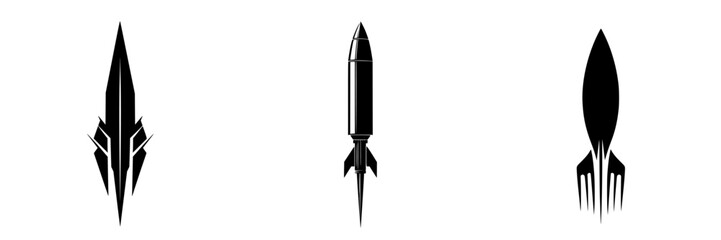 Symbols representing rockets and spacecraft for creative design and technology applications