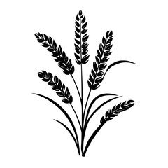 Black icon of wheat stalks with multiple heads representing agriculture and harvest themes in a minimalist design