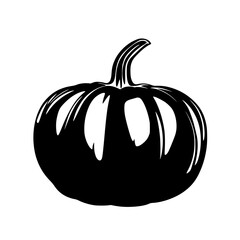 Black icon of a pumpkin representing autumn harvest season and Halloween festivities in a simple flat design