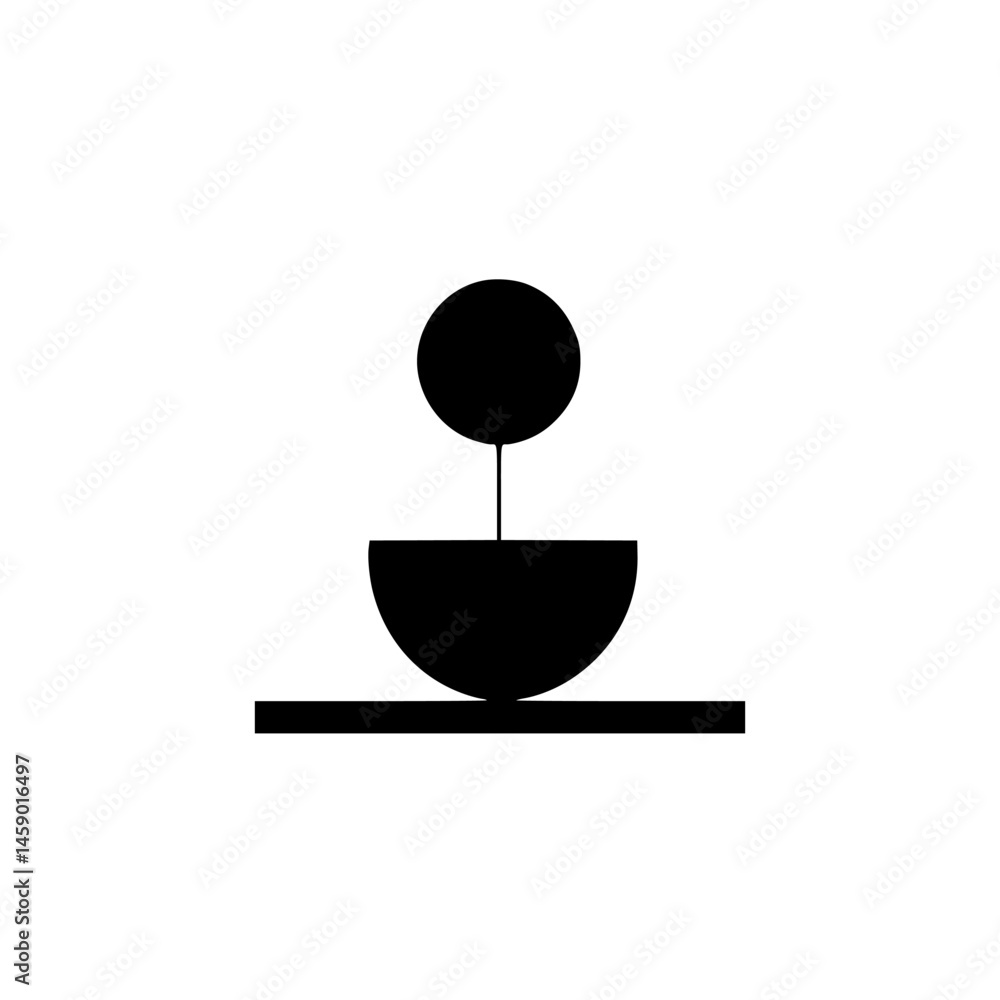 Poster modern flat black icon of a simple fountain design with a circular feature and bowl structure