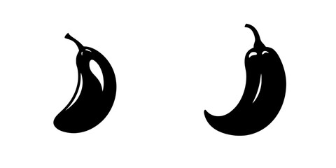 Obraz premium Black icon representation of two different types of peppers on a white background