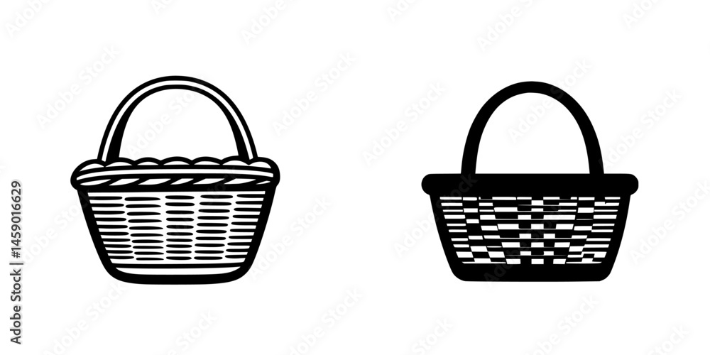 Poster flat black basket icon showing a simple design suitable for various applications and stylistic conte