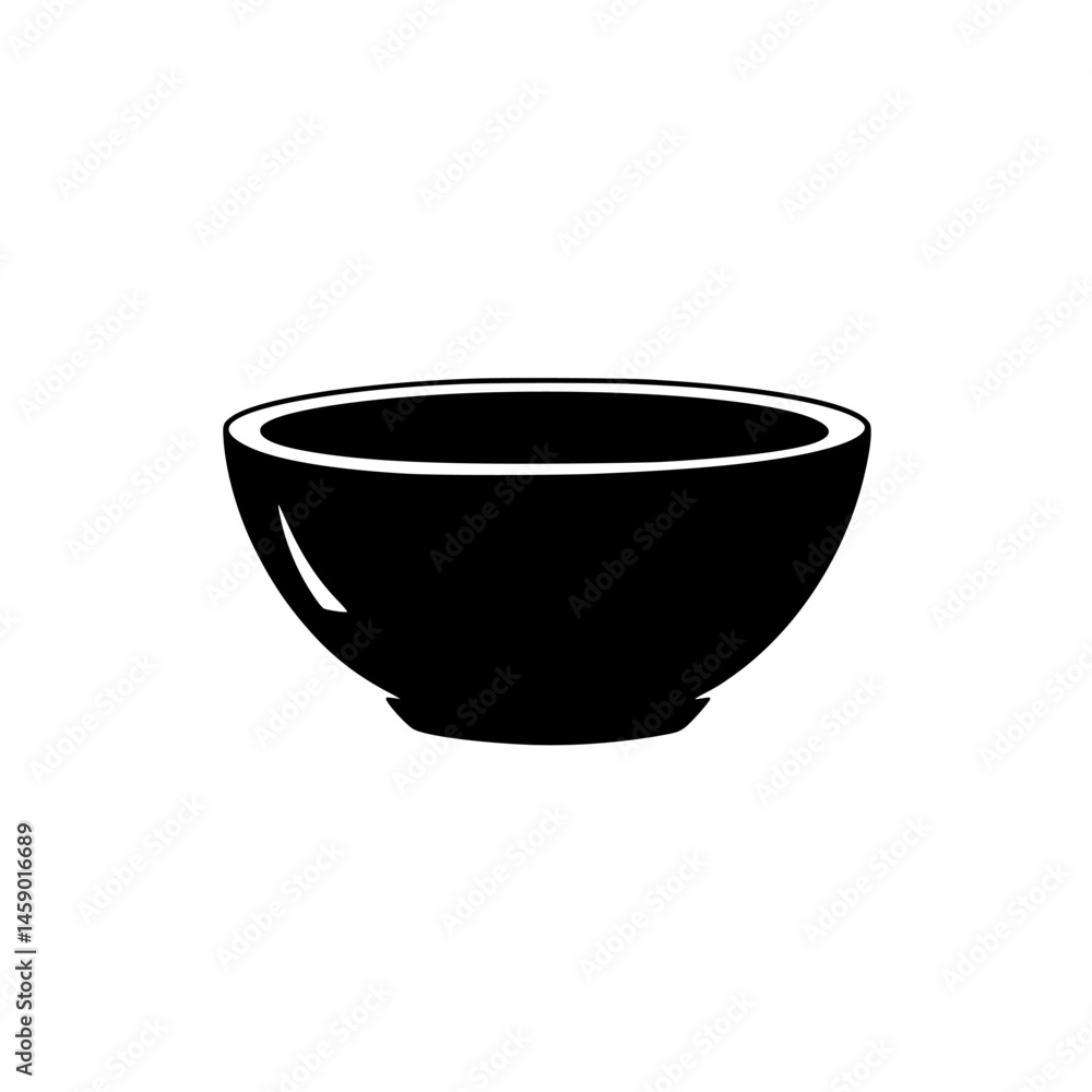 Poster flat black bowl icon representing minimalistic design suitable for various applications and projects