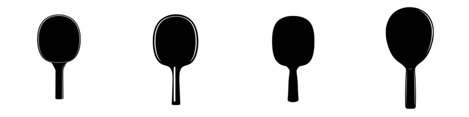 Various flat black paddle icons showcasing different shapes and designs for sports or games without branding
