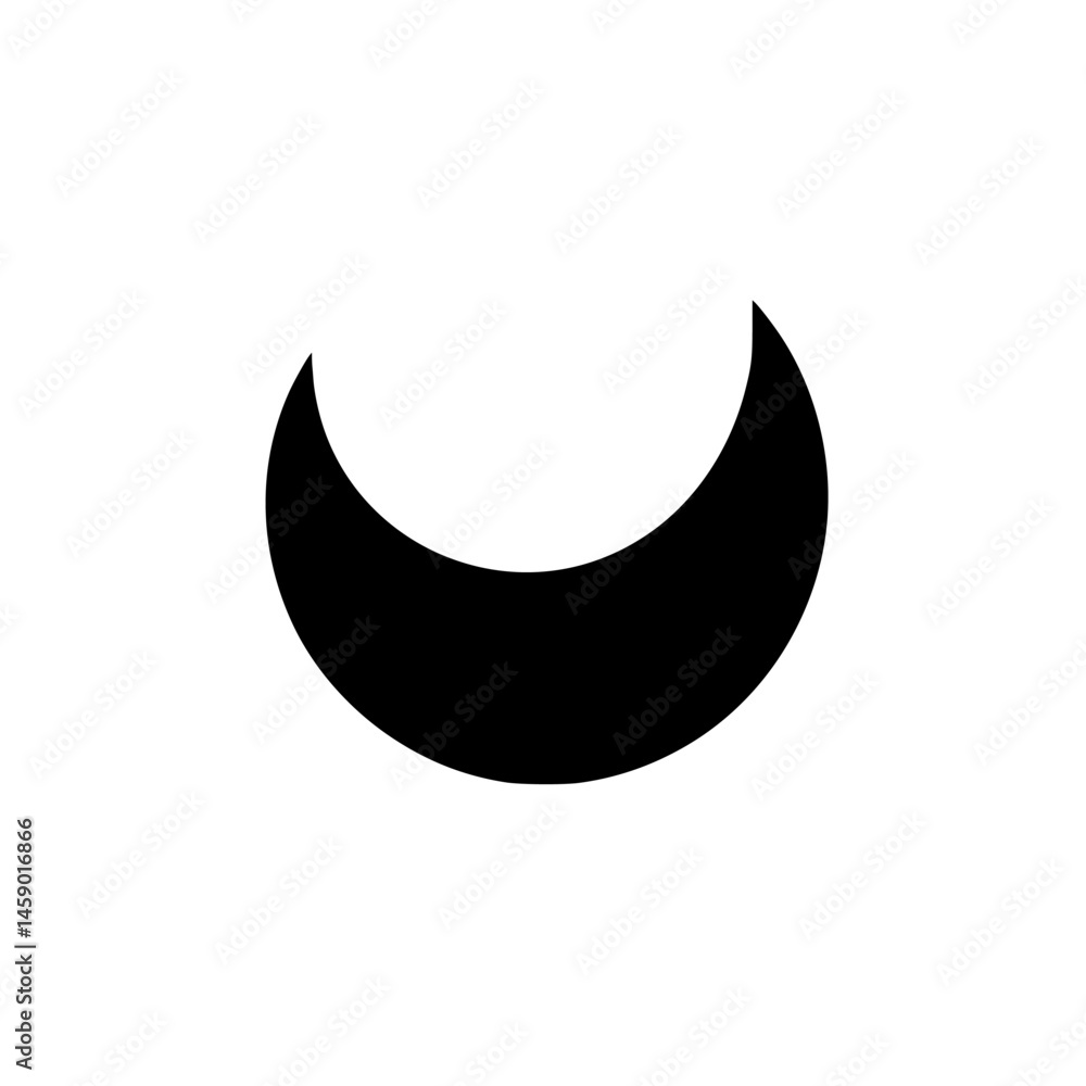 Poster flat black crescent moon icon suitable for various design applications and digital projects